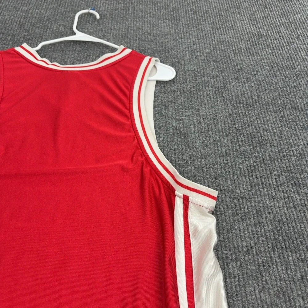 Nike Jersey Mens XL Red Nylon Polyester Striped‎ V Neck Athletic Sportswear